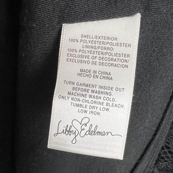 Libby Edelman Womens Black Floral Lace Mock Neck Shift Dress Size Large - Picture 4 of 4